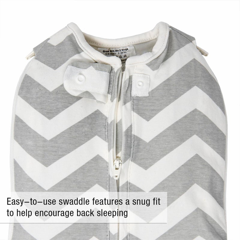 Woombie Grow with Me Baby Swaddle, Convertible Swaddle Fits Babies 0-9 Months, Expands to Wearable Blanket for Babies up to 18 Months, Sleepy Grey Chevron - Image 4